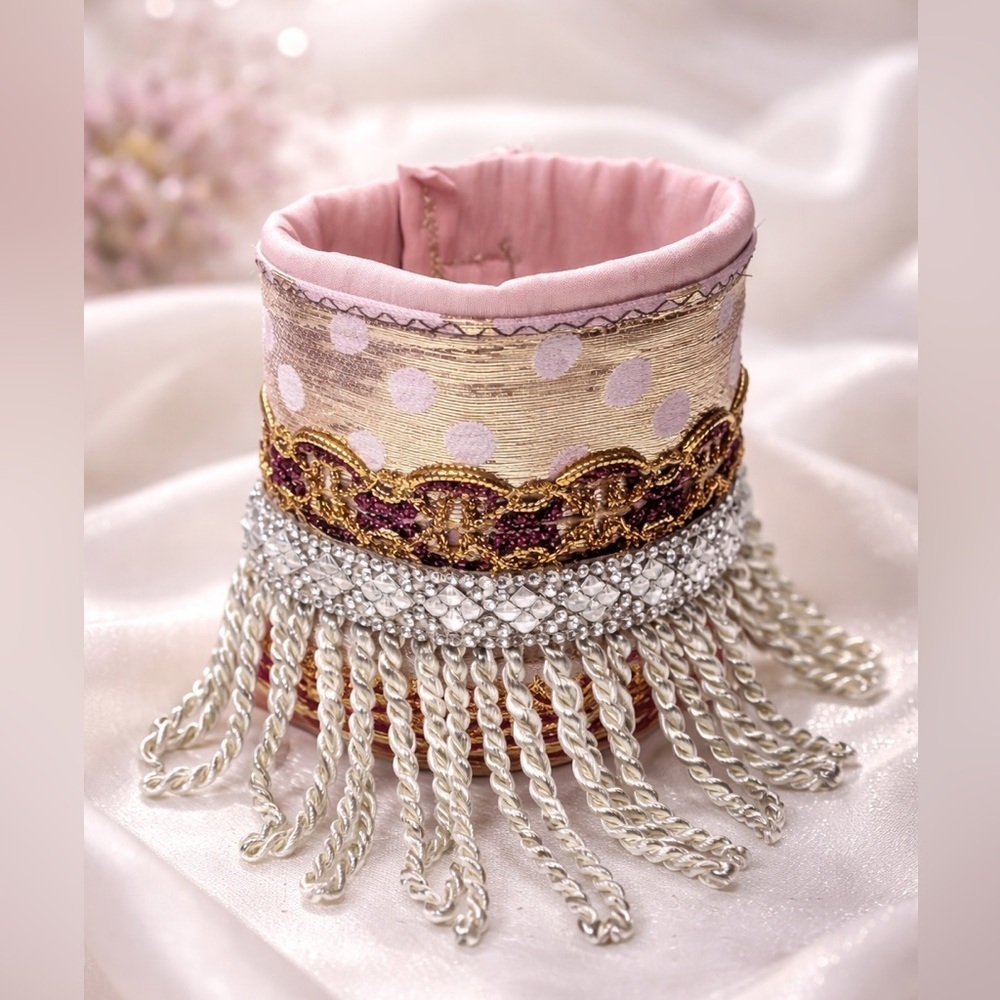 RUBYRUDI Cuff Bracelet Handcrafted OOAK Fabric Embellished Artisan Wearable Art